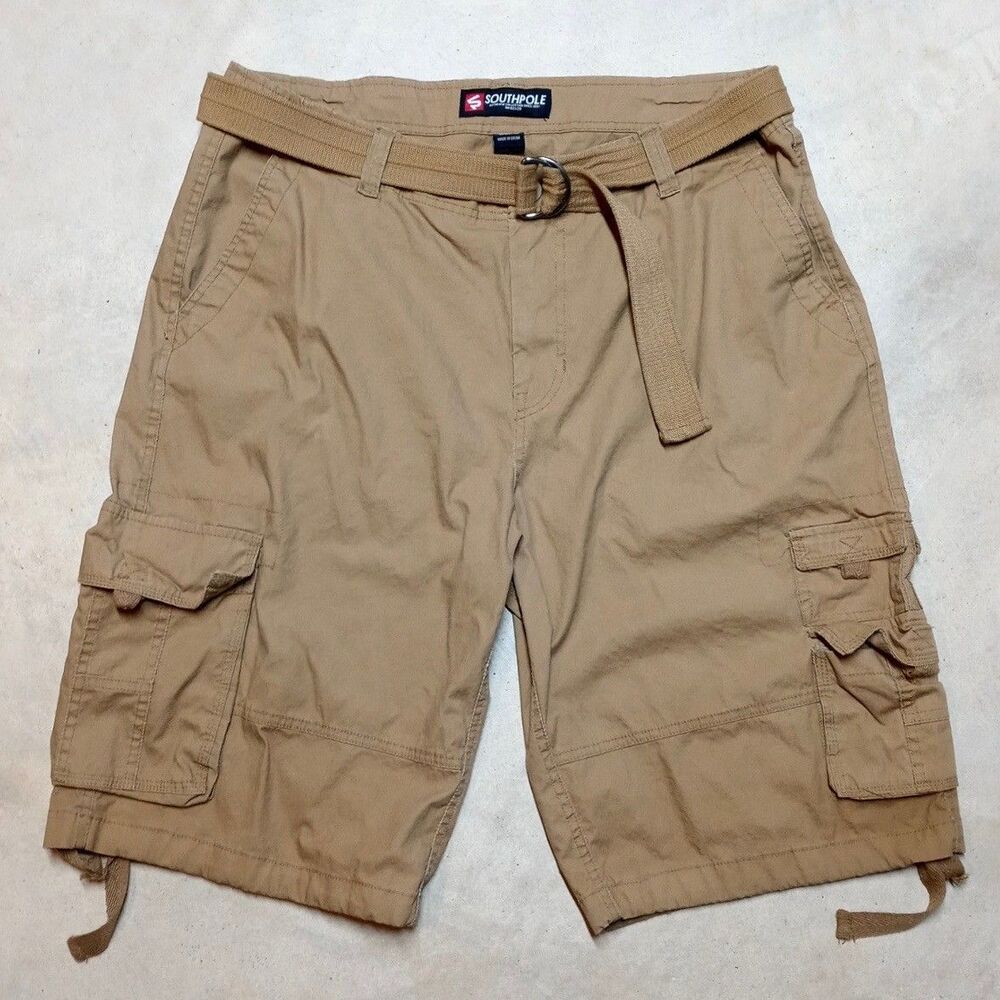 Southpole Cargo Shorts Mens 36 Belted Canvas Hip Hop Baggy Y2K 2000s Gorpcore